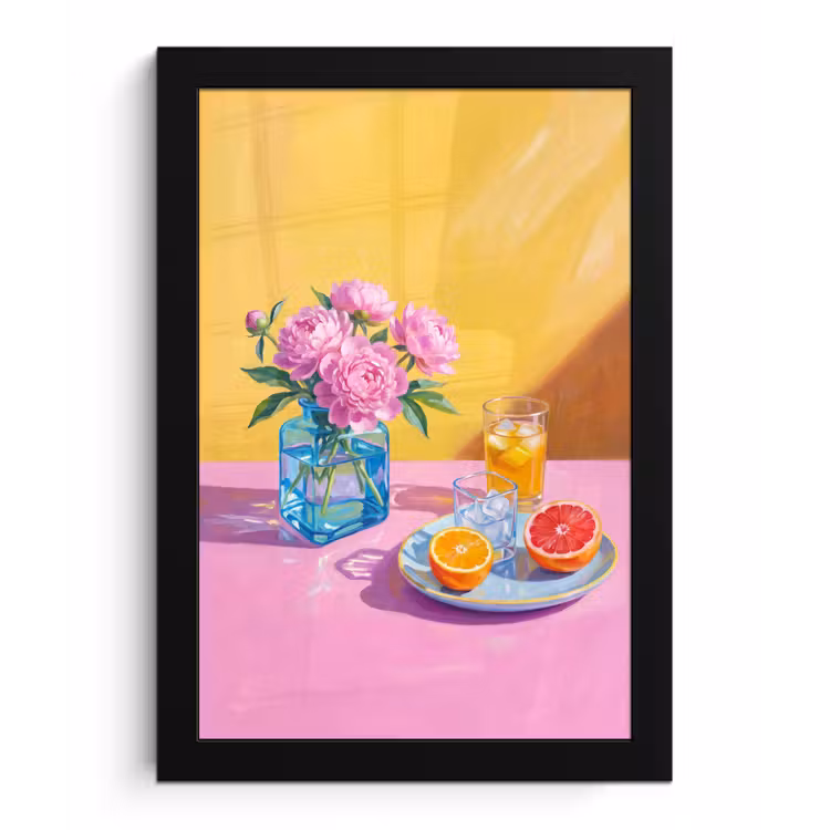 Bilder mit Rahmen - Blumen – Rosa – Modern - Bloemen - Roze - Modern fotolijst zwart zonder passe partout klein