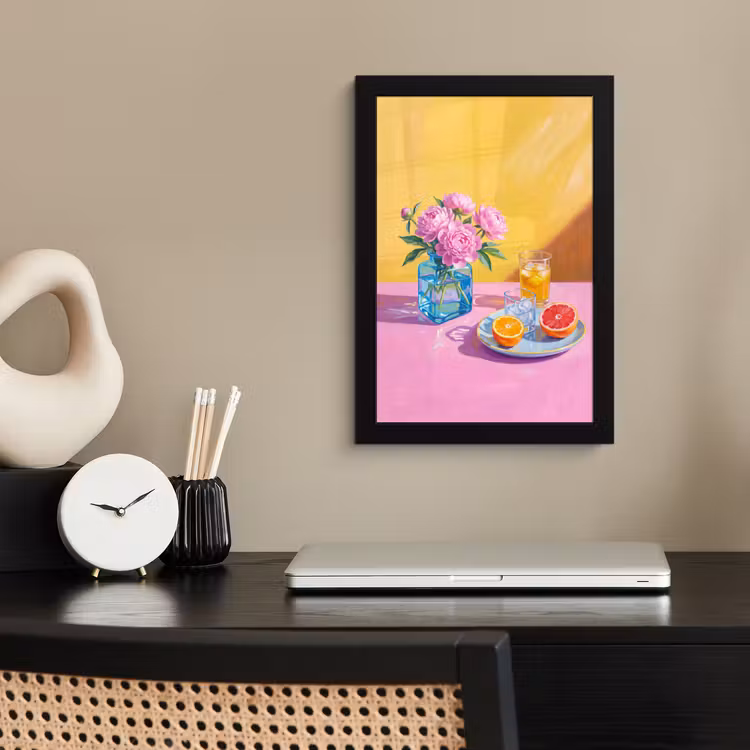 Bilder mit Rahmen - Blumen – Rosa – Modern - Bloemen - Roze - Modern fotolijst zwart zonder passe partout klein