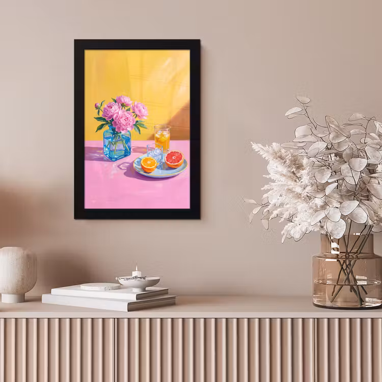 Bilder mit Rahmen - Blumen – Rosa – Modern - Bloemen - Roze - Modern fotolijst zwart zonder passe partout klein