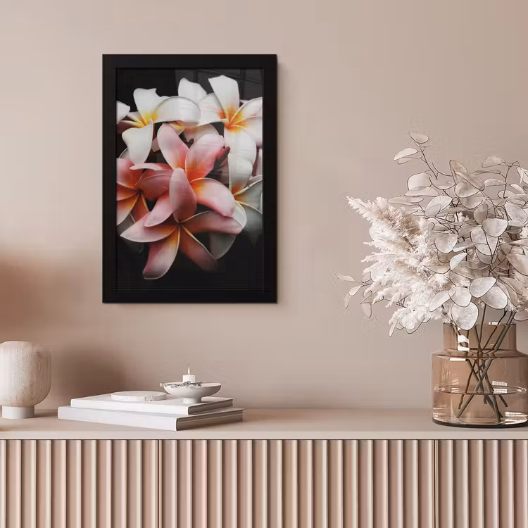 Bloemen - Roze - Zwart - Flora - Botanisch fotolijst zwart zonder passe partout klein -sfeer5