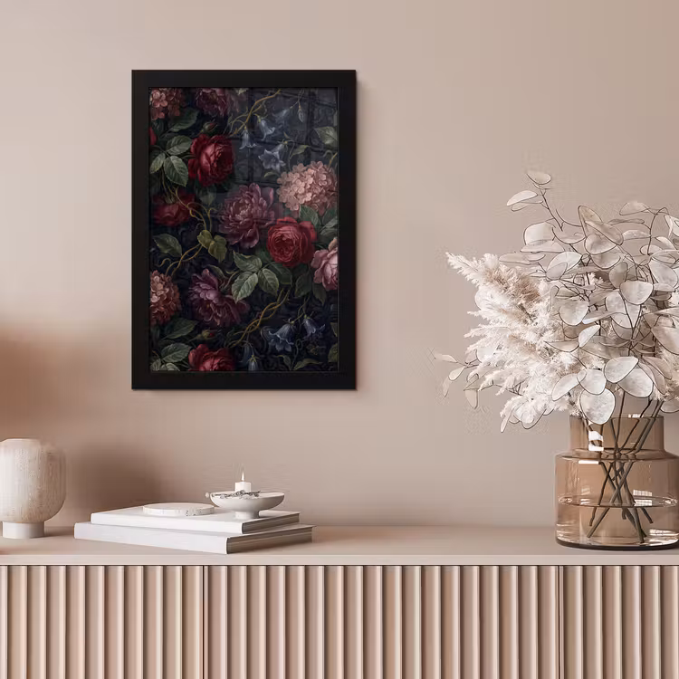 Bloemen - Rood - Klassiek - Donker - Patroon fotolijst zwart zonder passe partout klein -sfeer5