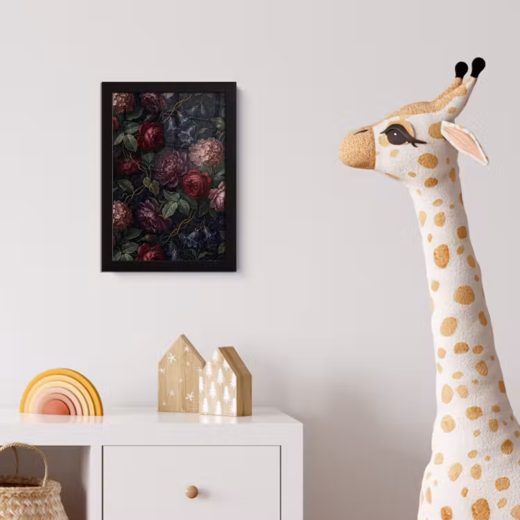 Bloemen - Rood - Klassiek - Donker - Patroon fotolijst zwart zonder passe partout klein -usfeer4_kinderkamer