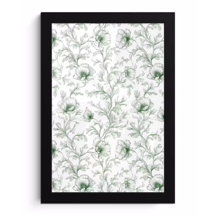 Bloemen - Getekend - Groen fotolijst zwart zonder passe partout klein 224 -3d