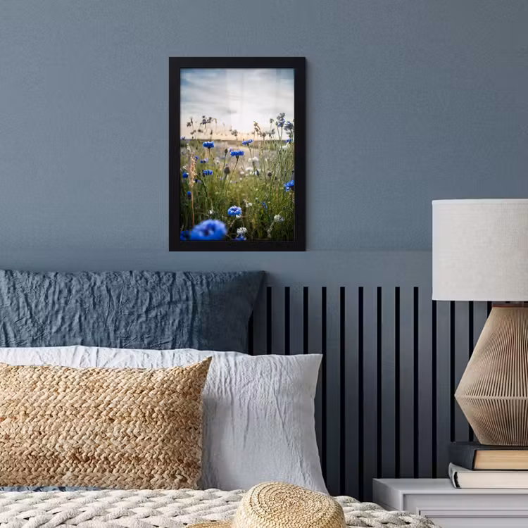 Bloemen - Zomer - Korenbloem - Blauw - Zon - Wolken fotolijst zwart zonder passe partout klein -sfeer3
