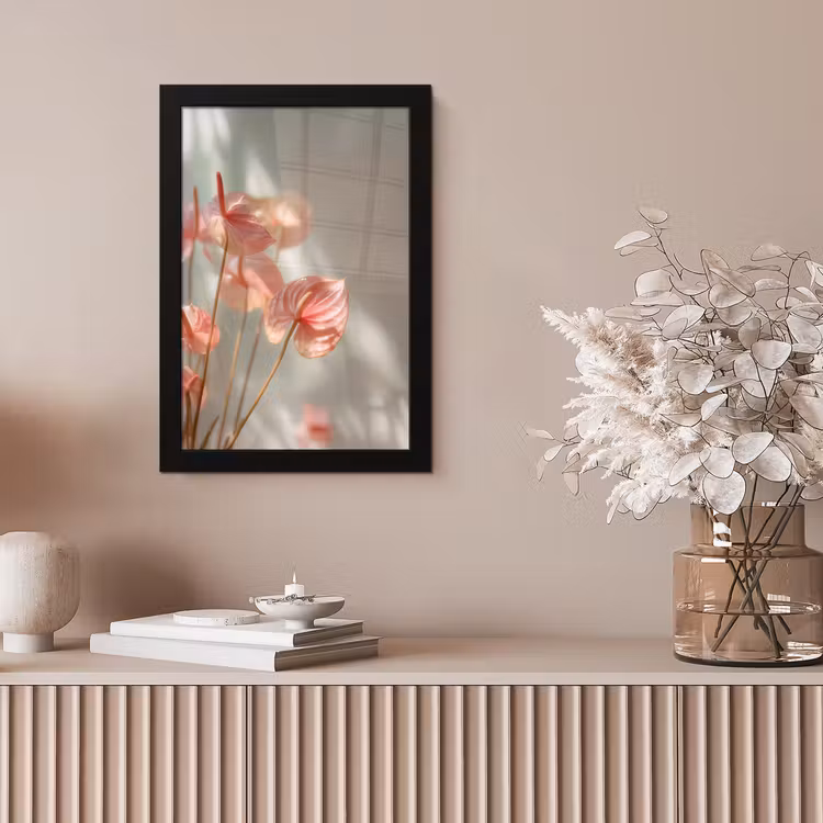 Bloemen - Stelen - Roze - Schaduw fotolijst zwart zonder passe partout klein -sfeer5