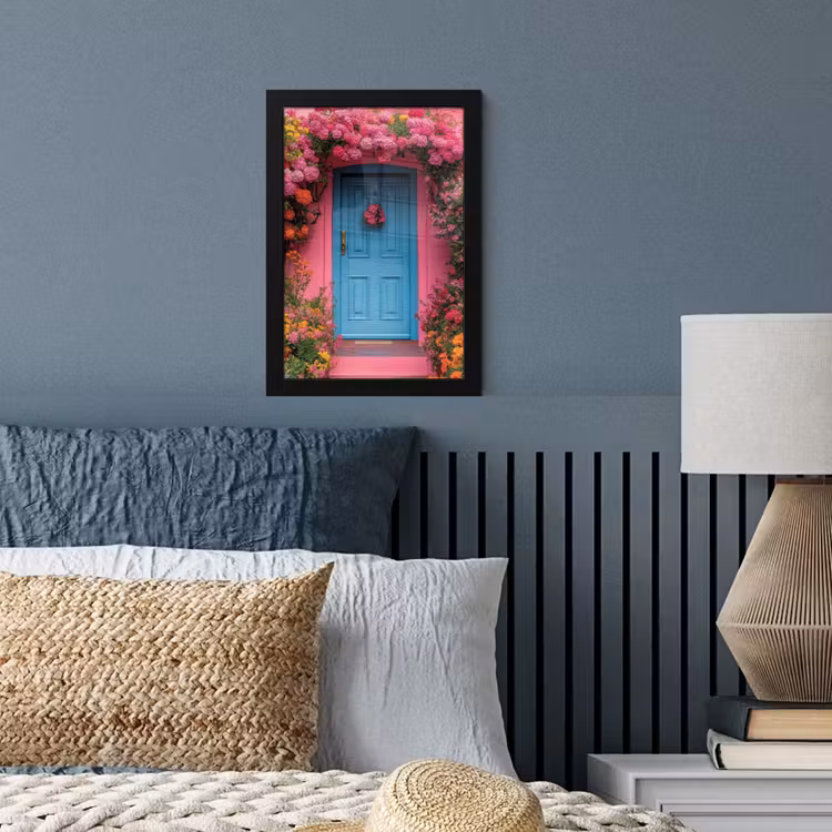 Bloemen - Deur - Roze fotolijst zwart zonder passe partout klein -sfeer3
