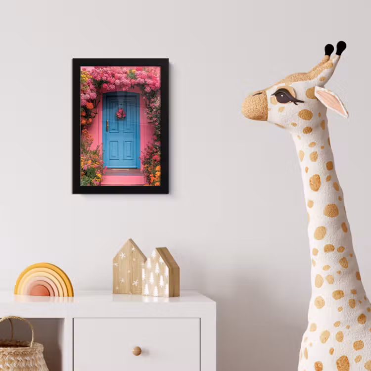 Bloemen - Deur - Roze fotolijst zwart zonder passe partout klein -usfeer4_kinderkamer