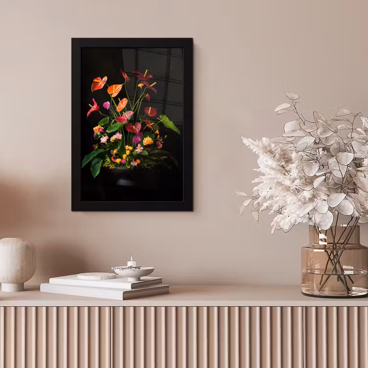 Bloemen - Vaas - Kleurrijk fotolijst zwart zonder passe partout klein -sfeer5