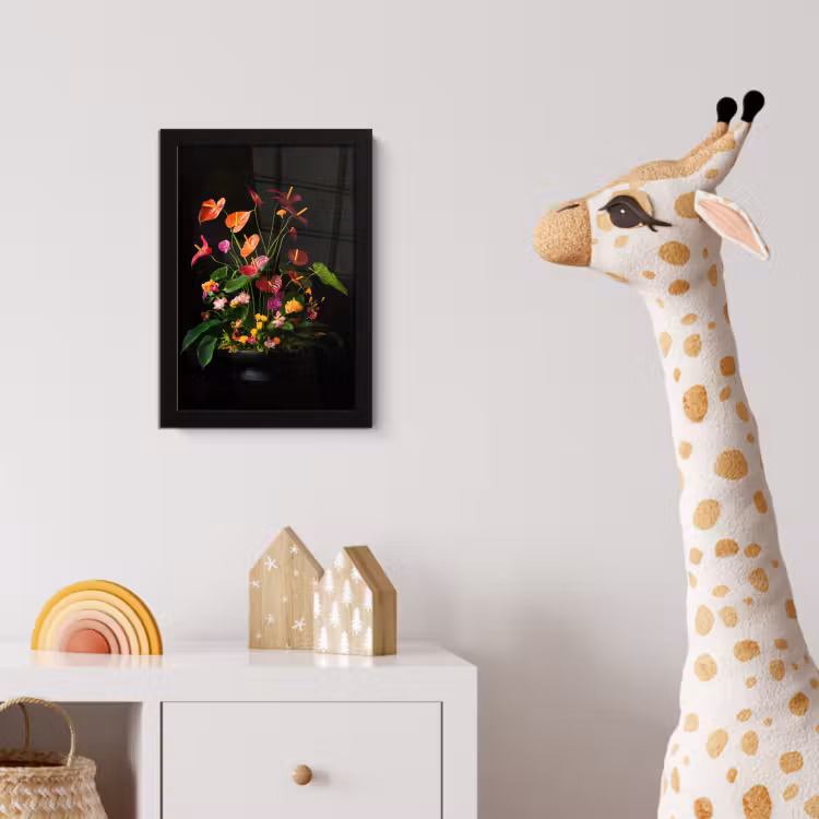 Bloemen - Vaas - Kleurrijk fotolijst zwart zonder passe partout klein -usfeer4_kinderkamer