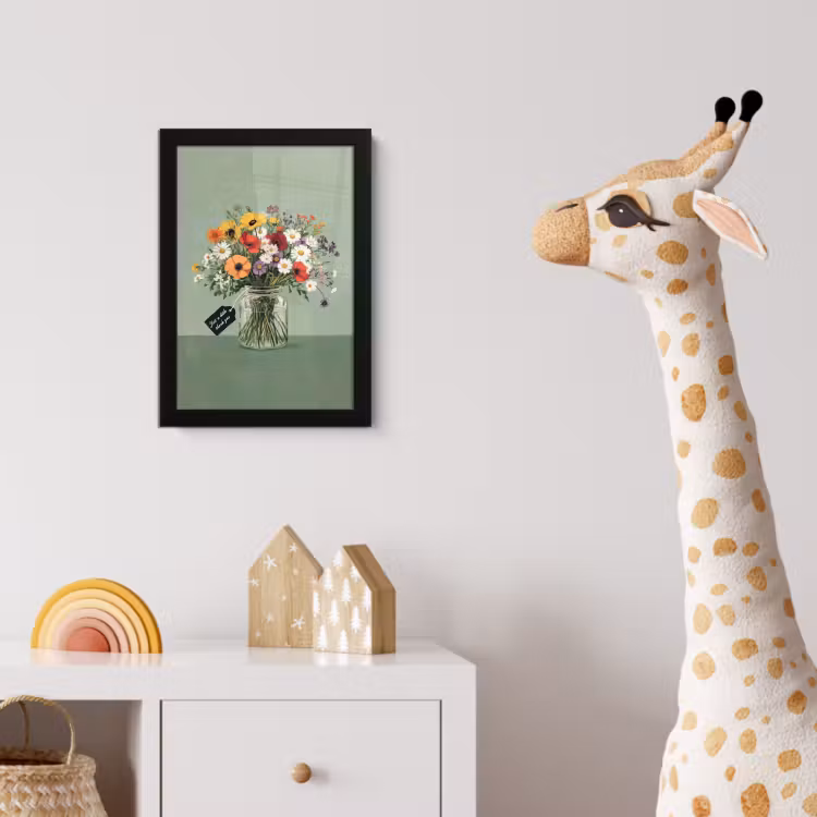 Bloemen - Vaas - Kaartje fotolijst zwart zonder passe partout klein -usfeer4_kinderkamer
