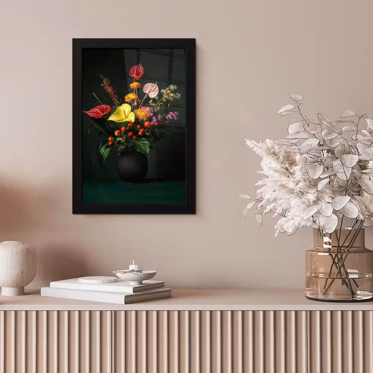 Bloemen - Vaas - Zwart fotolijst zwart zonder passe partout klein -sfeer5