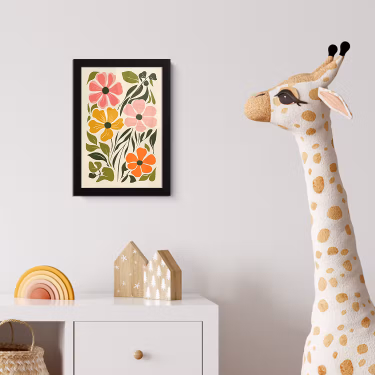 Bloemen - Speels - Kleurrijk fotolijst zwart zonder passe partout klein -usfeer4_kinderkamer