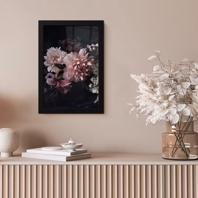 Bloemen - Vintage - Pastel - Zwart - Boeket fotolijst zwart zonder passe partout klein -sfeer5