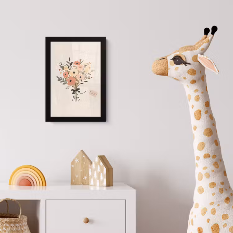 Bloemen - Quote - Beige - Lint fotolijst zwart zonder passe partout klein -usfeer4_kinderkamer