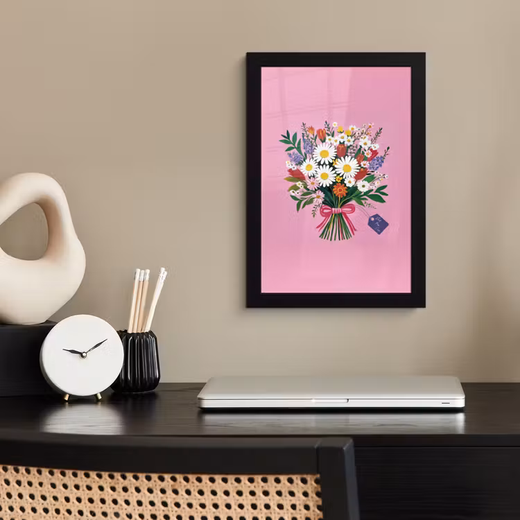 Bloemen - Quote - Kaartje - Kleurrijk fotolijst zwart zonder passe partout klein -sfeer1