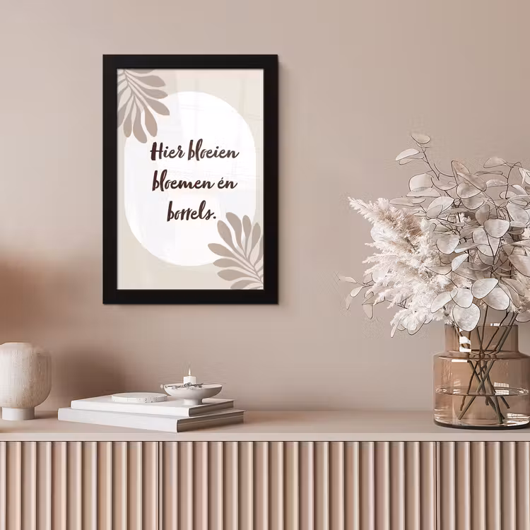 Bloemen - Quote - Zomer - Beige fotolijst zwart zonder passe partout klein -sfeer5