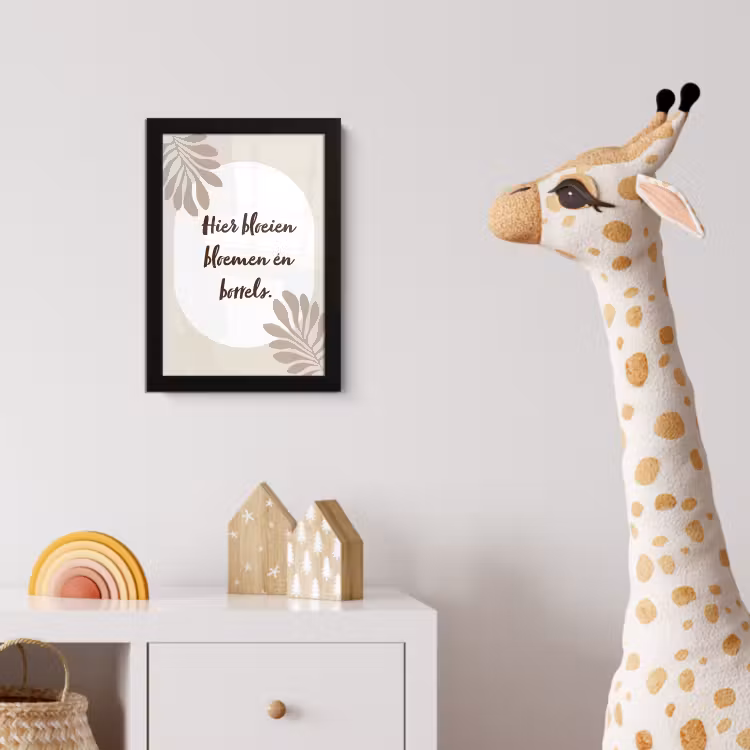 Bloemen - Quote - Zomer - Beige fotolijst zwart zonder passe partout klein -usfeer4_kinderkamer