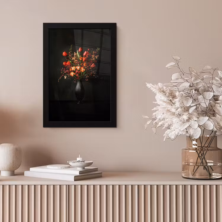 Bloemen - Takken - Boeket fotolijst zwart zonder passe partout klein -sfeer5