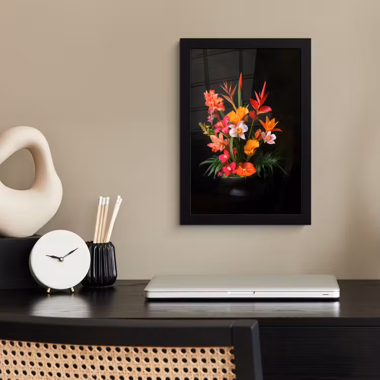 Boeket - Bloemen - Exotisch fotolijst zwart zonder passe partout klein -sfeer1
