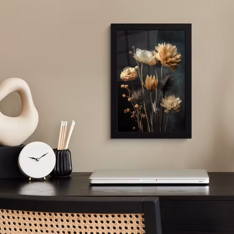 Boeket - Bloemen - Licht - Zwart fotolijst zwart zonder passe partout klein -sfeer1