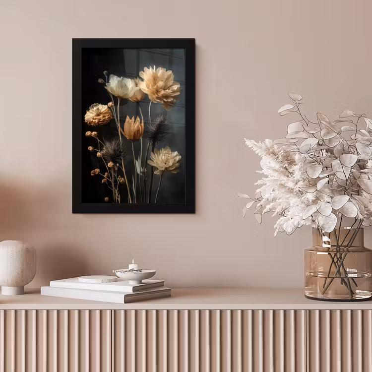 Boeket - Bloemen - Licht - Zwart fotolijst zwart zonder passe partout klein -sfeer5