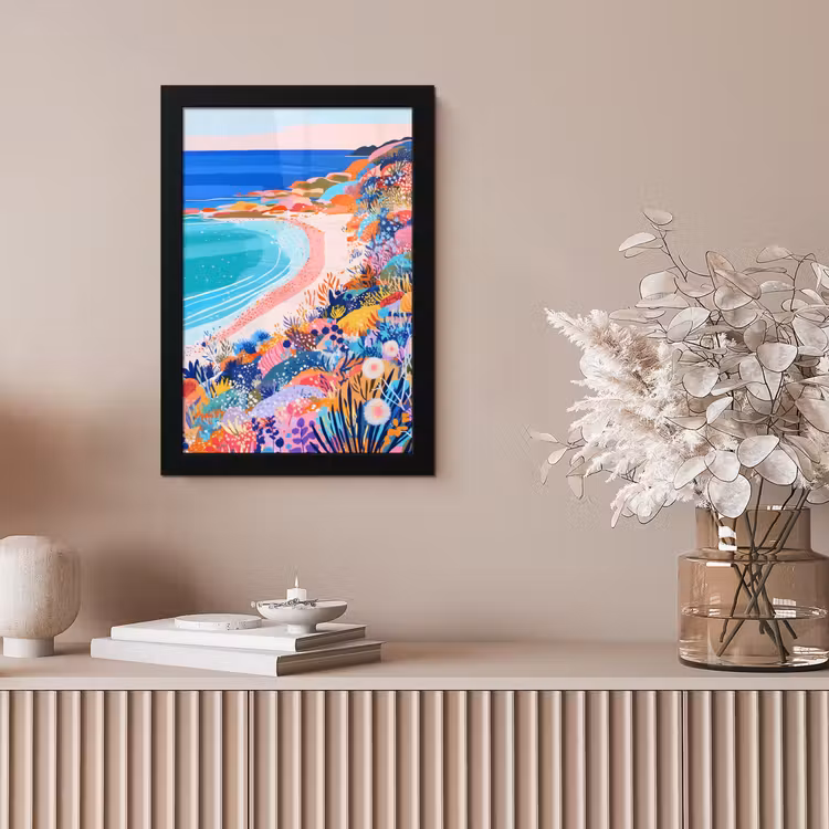 Bloemenweide - Zee - Zomers fotolijst zwart zonder passe partout klein -sfeer5