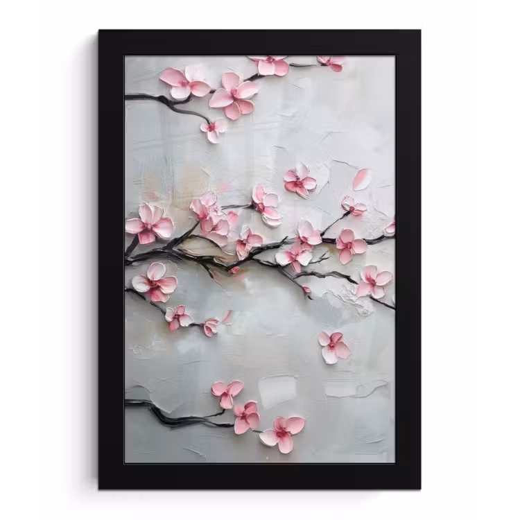 Bloesem - Kunstzinnig - Roze - Sakura fotolijst zwart zonder passe partout klein -3d