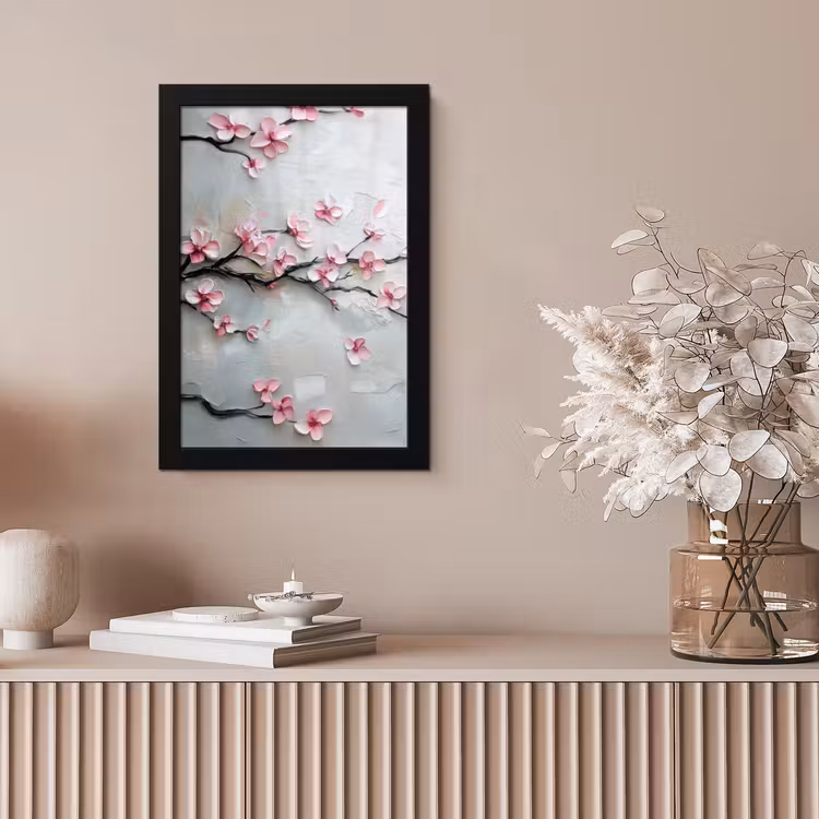 Bloesem - Kunstzinnig - Roze - Sakura fotolijst zwart zonder passe partout klein -sfeer5