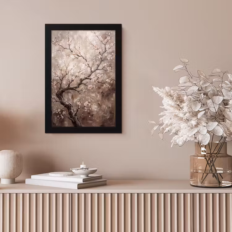 Bloesem - Takken - Schilderij - Beige - Serene fotolijst zwart zonder passe partout klein -sfeer5