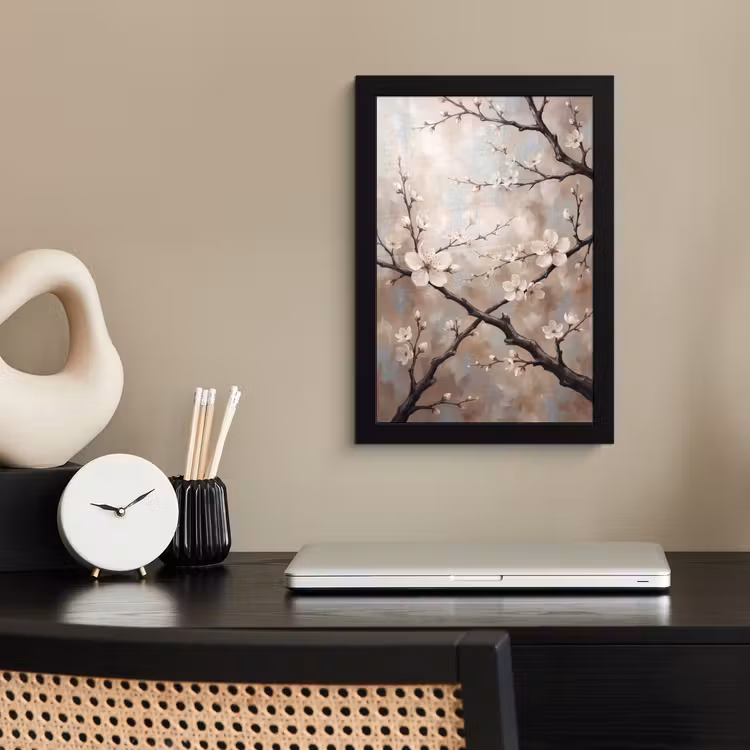 Bloesem - Takken - Schilderij - Beige - Serene fotolijst zwart zonder passe partout klein -sfeer1