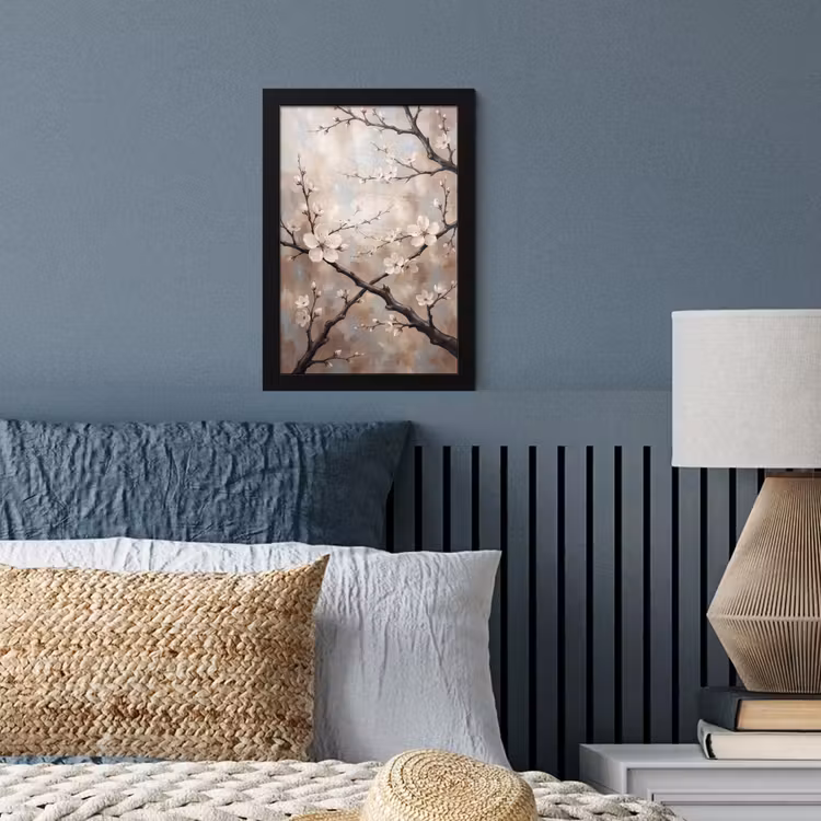 Bloesem - Takken - Schilderij - Beige - Serene fotolijst zwart zonder passe partout klein -sfeer3