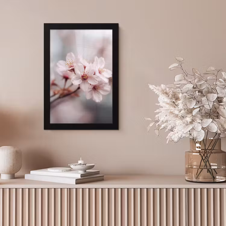 Bloesems - Meeldraden - Geel - Wazig fotolijst zwart zonder passe partout klein -sfeer5