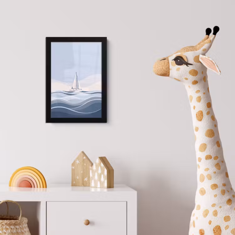 Boot - Zeil - Zee - Modern - Beige fotolijst zwart zonder passe partout klein -usfeer4_kinderkamer