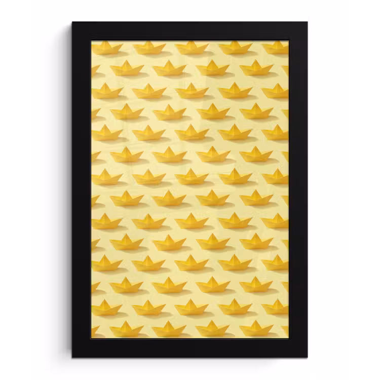 Bootjes - Origami - Creatief - Geel fotolijst zwart zonder passe partout klein 224 -3d