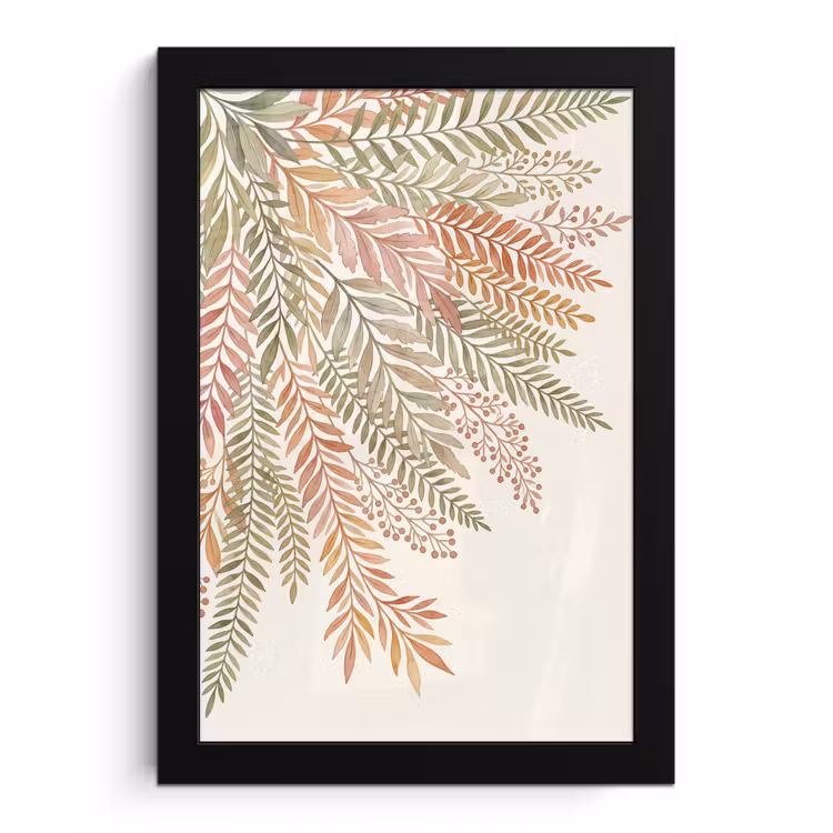 Botanisch - Aquarel - Kleurrijk fotolijst zwart zonder passe partout klein -3d