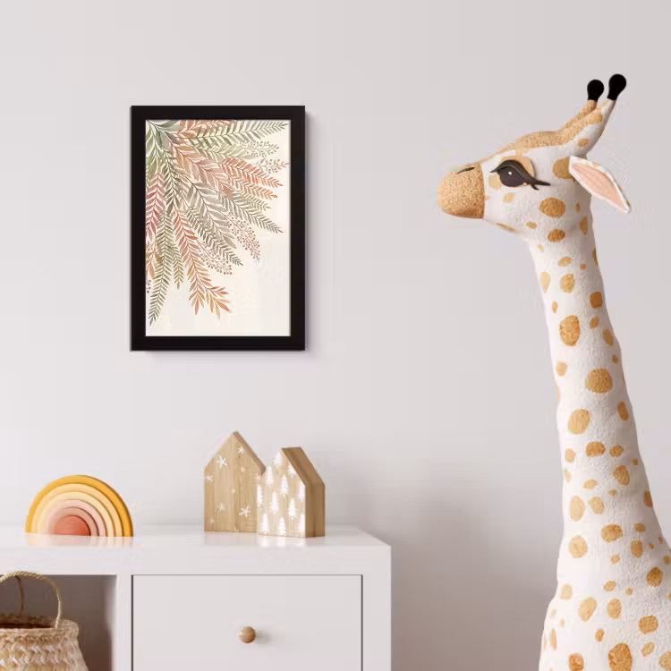 Botanisch - Aquarel - Kleurrijk fotolijst zwart zonder passe partout klein -usfeer4_kinderkamer