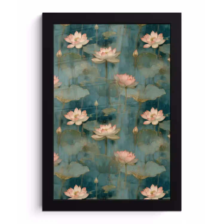 Botanisch - Bloemen - Roze fotolijst zwart zonder passe partout klein 224 -3d