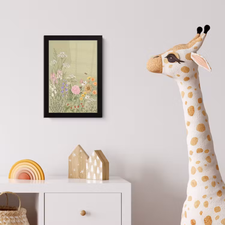 Botanisch - Bloemen - Kleurrijk fotolijst zwart zonder passe partout klein -usfeer4_kinderkamer