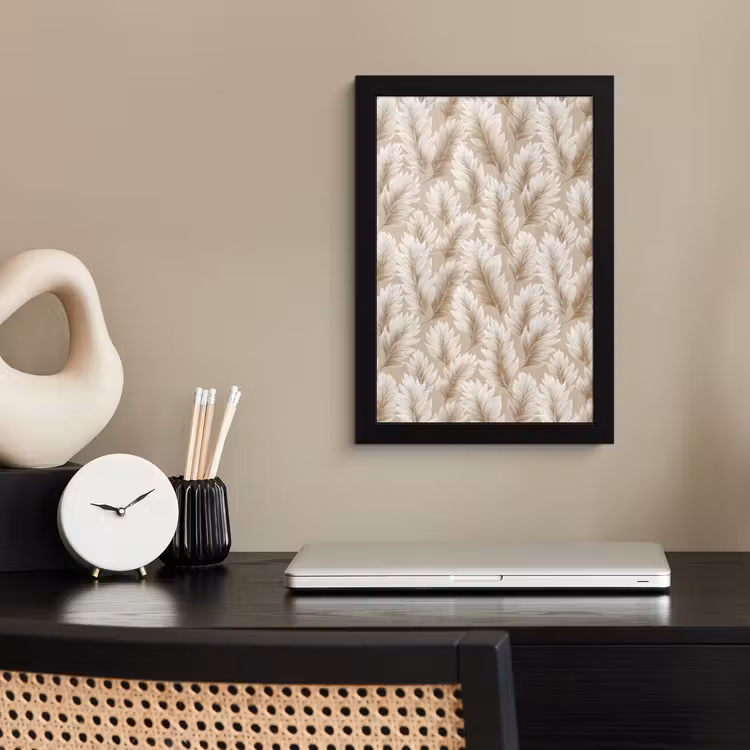 Botanisch - Patroon - Beige fotolijst zwart zonder passe partout klein 224 -sfeer1