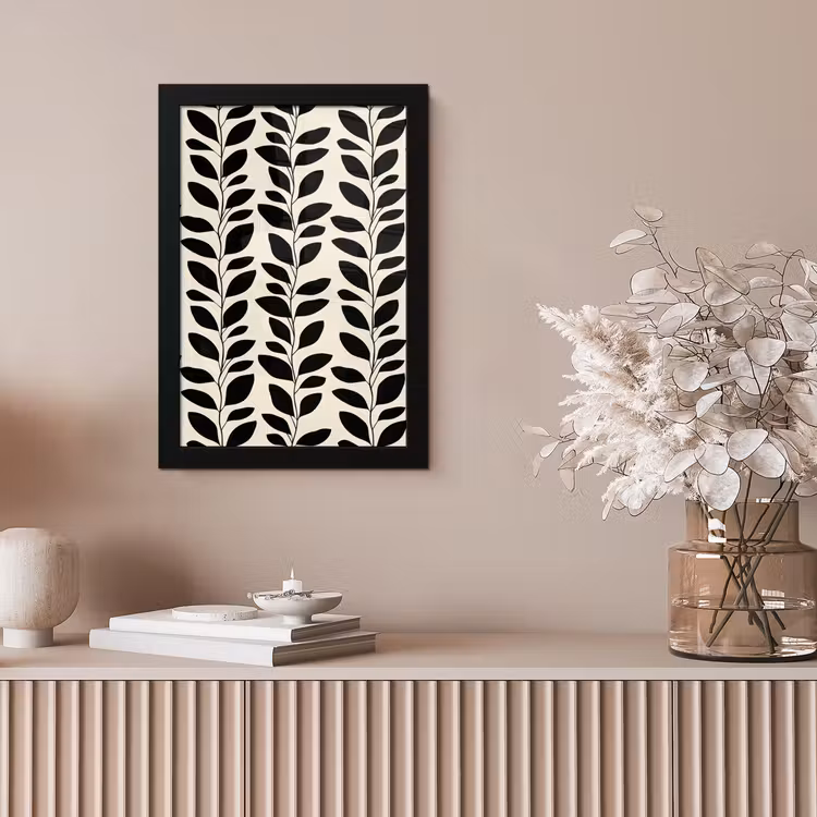 Botanisch - Dessin - Zwart - Beige fotolijst zwart zonder passe partout klein 224 -sfeer5