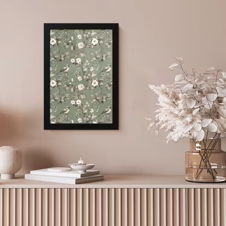 Botanisch - Vogels - Groen fotolijst zwart zonder passe partout klein 224 -sfeer5