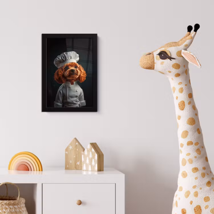 Bruin - Kok - Hondje fotolijst zwart zonder passe partout klein -usfeer4_kinderkamer