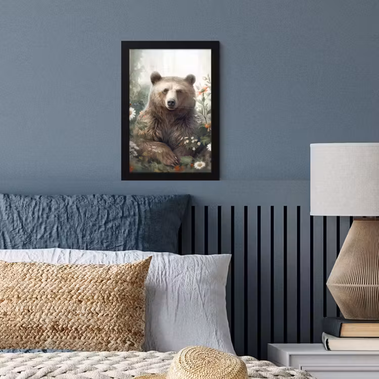 Bruine beer - Wilde dieren - Bloemen - Planten fotolijst zwart zonder passe partout klein -sfeer3