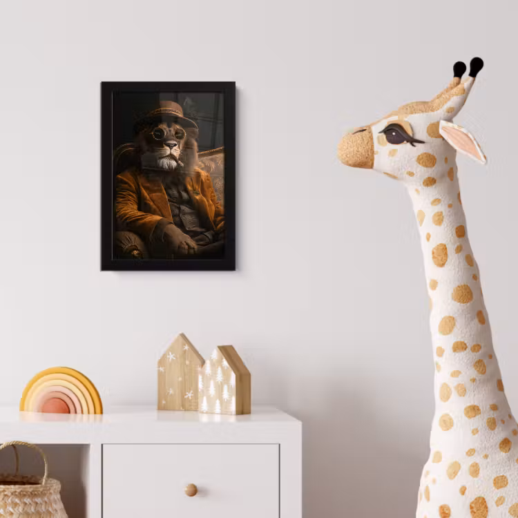 Bril - Leeuw - Bank - Hoed fotolijst zwart zonder passe partout klein -usfeer4_kinderkamer