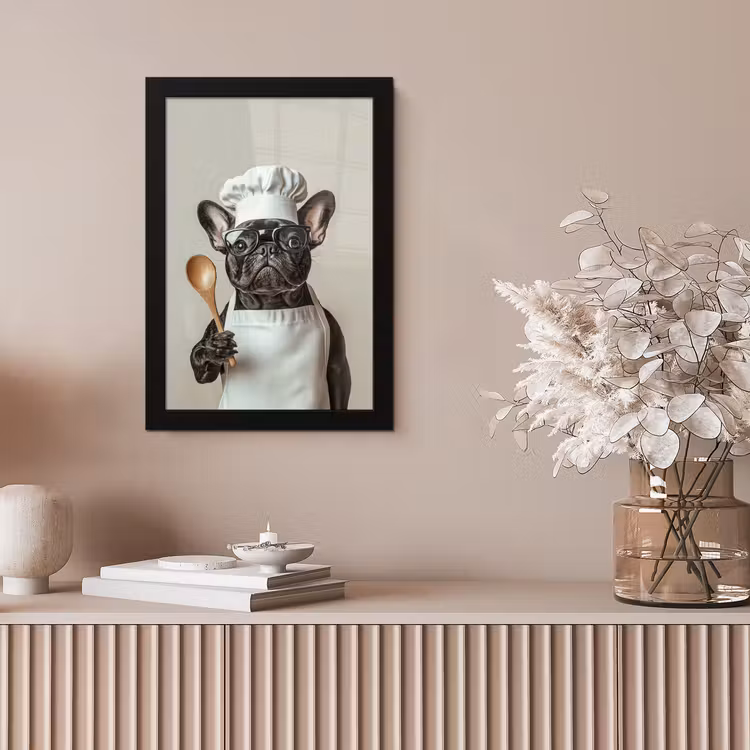 Bril - Hond - Kok fotolijst zwart zonder passe partout klein -sfeer5
