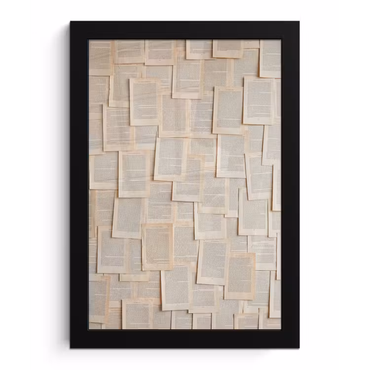 Boekpagina - Collage - Literatuur - Vintage - Beige fotolijst zwart zonder passe partout klein -3d