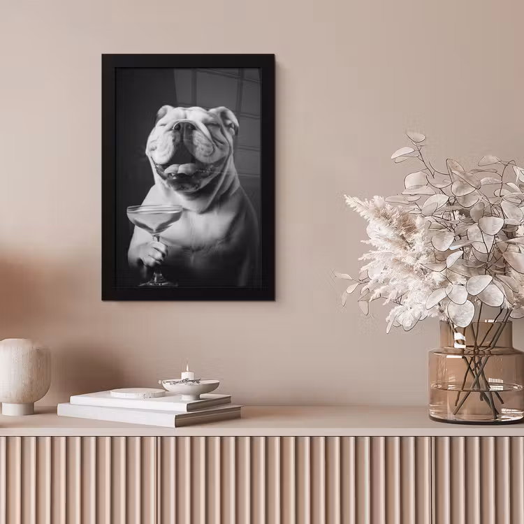 Buldog - Hond - Glas fotolijst zwart zonder passe partout klein -sfeer5