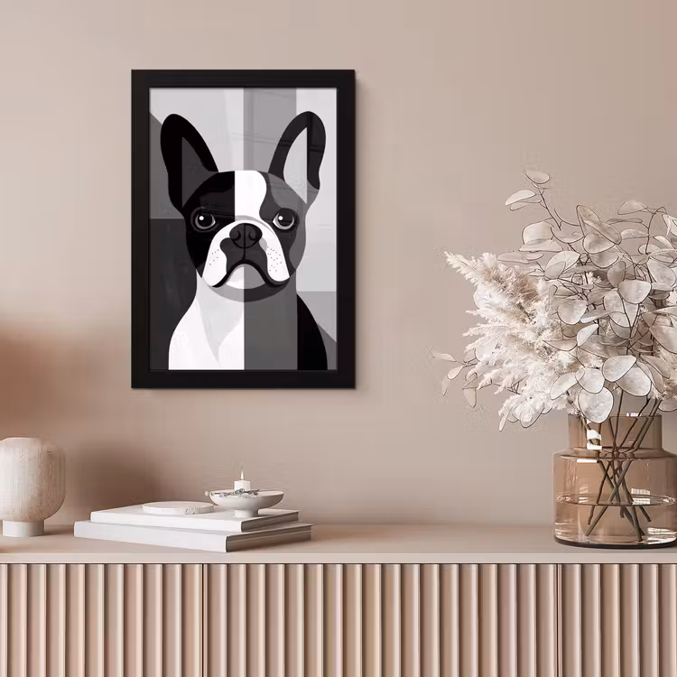 Buldog - Zwart - Abstract - Vlakken fotolijst zwart zonder passe partout klein -sfeer5