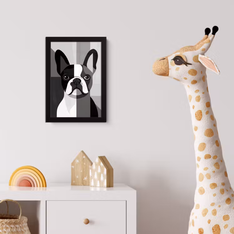 Buldog - Zwart - Abstract - Vlakken fotolijst zwart zonder passe partout klein -usfeer4_kinderkamer