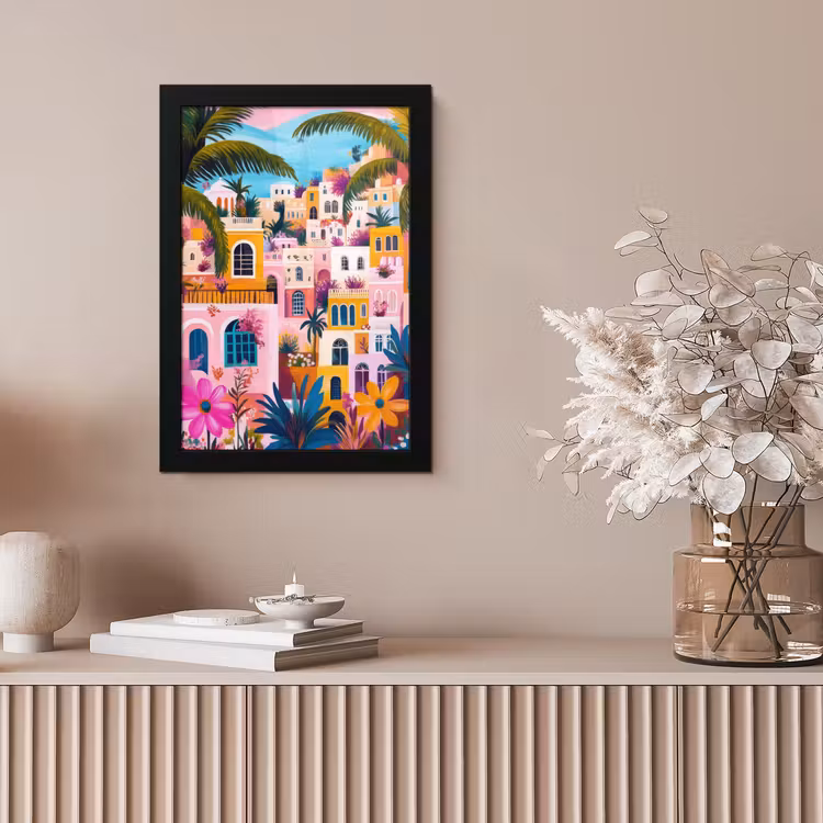 Kleurrijk - Roze - Oranje - Geel - Bloemen fotolijst zwart zonder passe partout klein -sfeer5